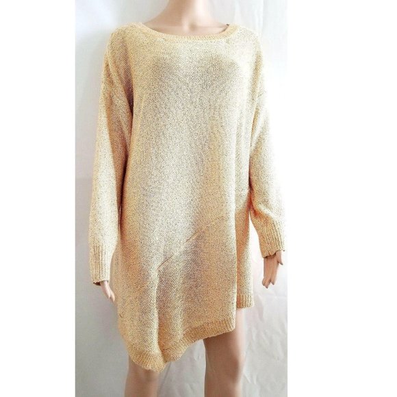 Verve Ami Women's Asymmetric Hem Shimmery Gold Pullover Sweater Plus Size 2X NWT - Picture 2 of 12